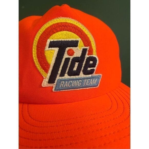 Vintage Tide Racing Hat NASCAR SnapBack Trucker Cap Neon Orange USA - Picture 6 of 8